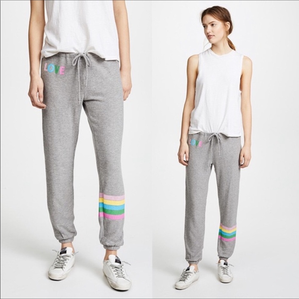 NWT Chaser Rainbow LOVE sweatpants S